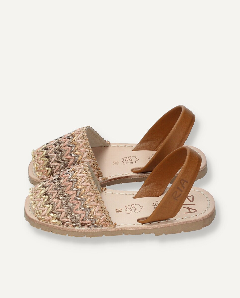 Menorquinas unisex combinandas en tejido multicolor y piel - Ria Menorca - Estampado Estampado-4