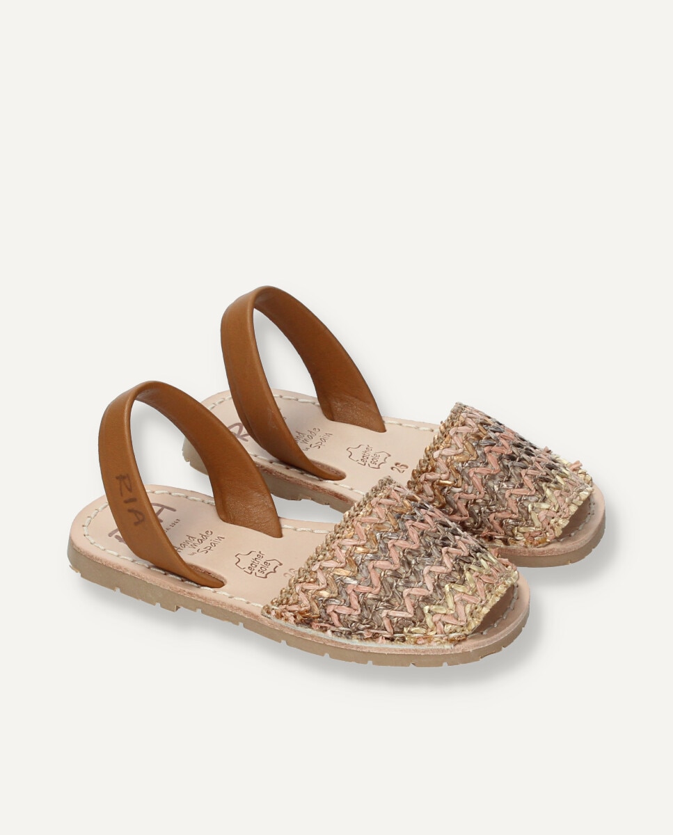 Menorquinas unisex combinandas en tejido multicolor y piel - Ria Menorca - Estampado Estampado-6