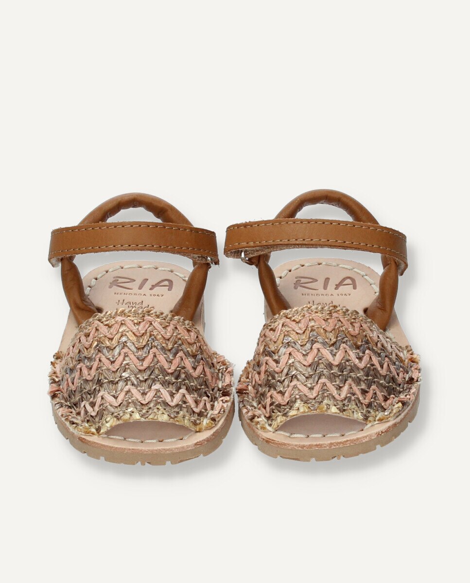 Menorquinas de bebés combinandas en tejido multicolor y piel - Ria Menorca - Estampado Estampado-2