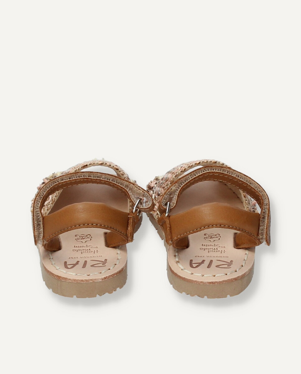 Menorquinas de bebés combinandas en tejido multicolor y piel - Ria Menorca - Estampado Estampado-5