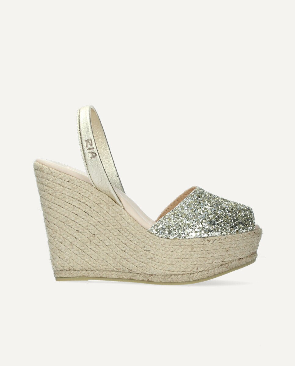 Menorquina esparto en glitter champagne - Ria Menorca - Oro Oro-1