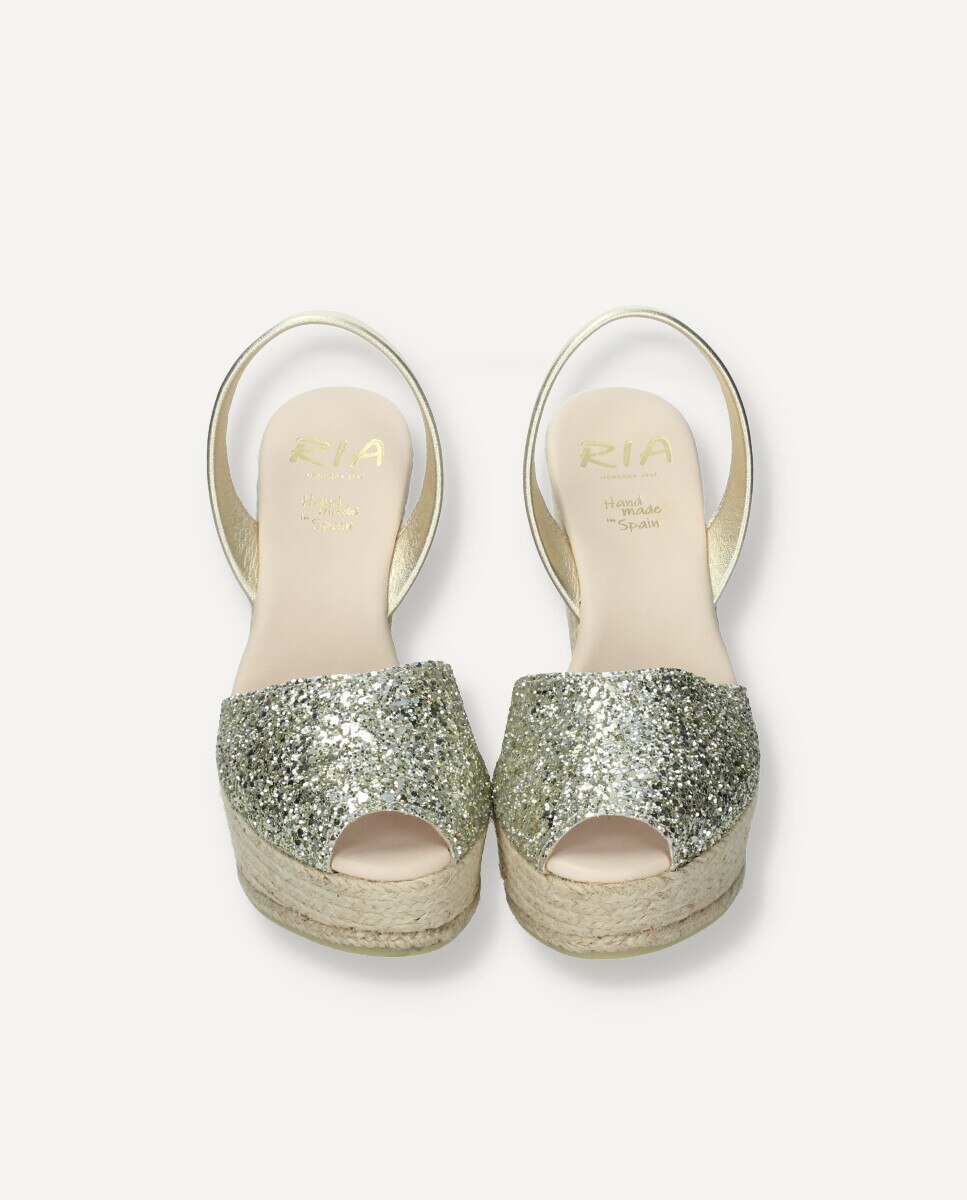 Menorquina esparto en glitter champagne - Ria Menorca - Oro Oro-3