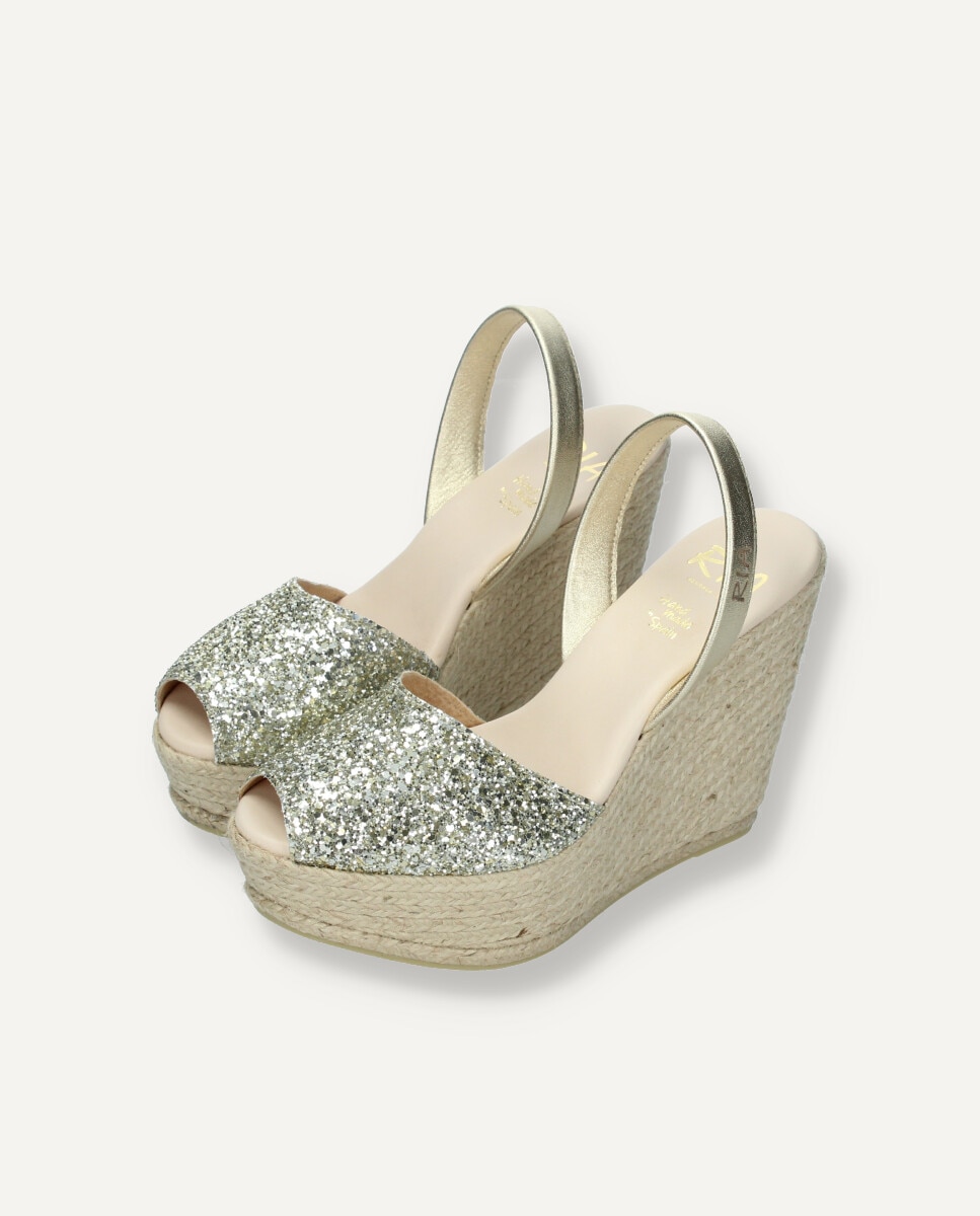 Menorquina esparto en glitter champagne - Ria Menorca - Oro Oro-2