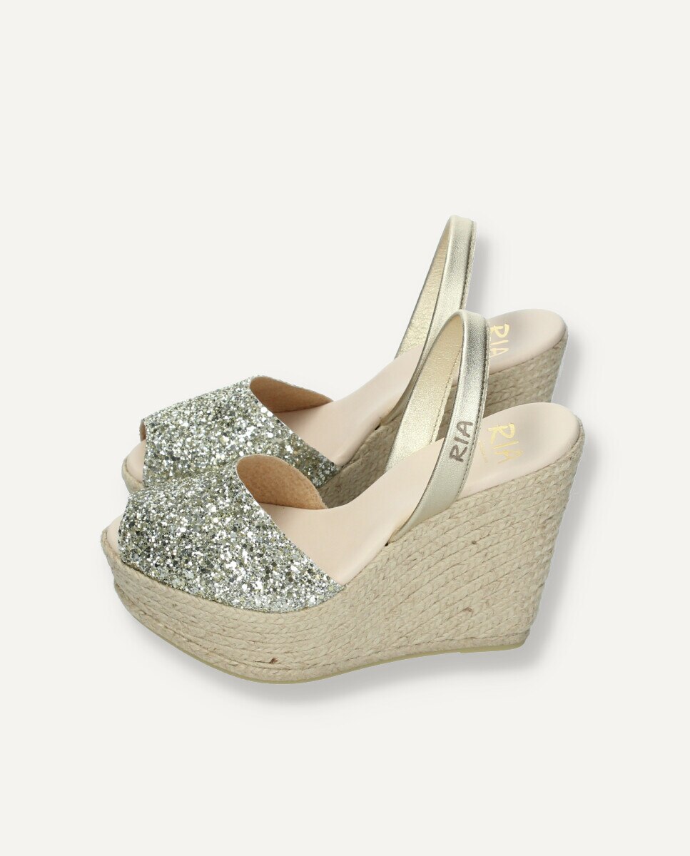 Menorquina esparto en glitter champagne - Ria Menorca - Oro Oro-4