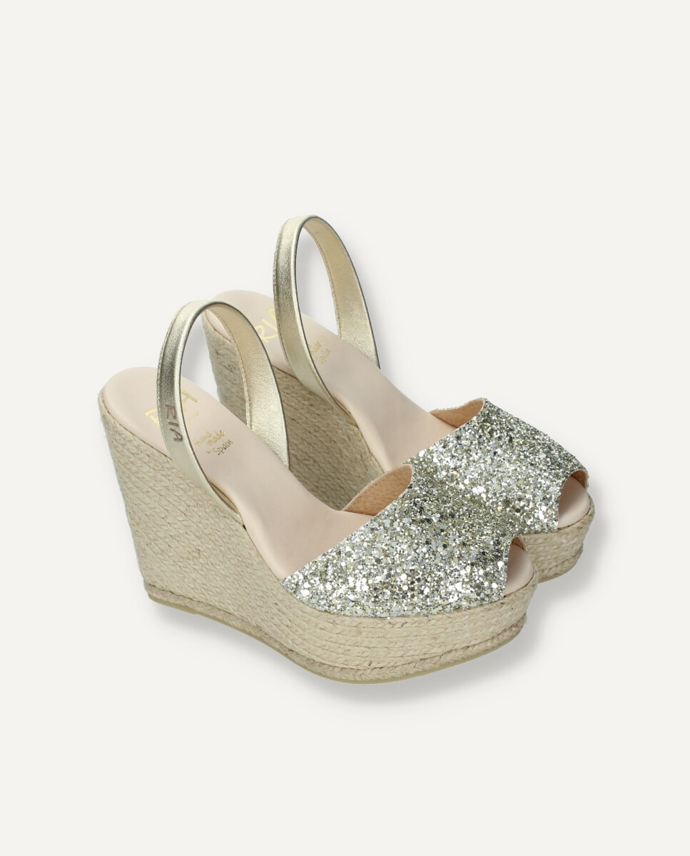 Menorquina esparto en glitter champagne - Ria Menorca - Oro Oro-6