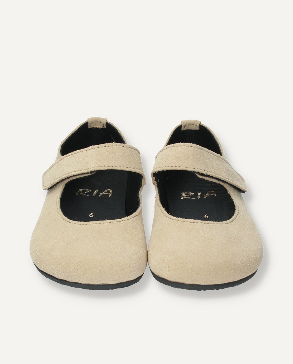 Bailarinas Infantiles Barefoot con cierre adherente - Ria Menorca - Beige Beige-2