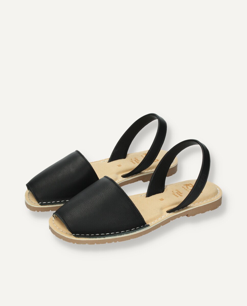 Menorquinas de mujer anatómicas de piel con plantilla - Ria Menorca - Negro Negro-4