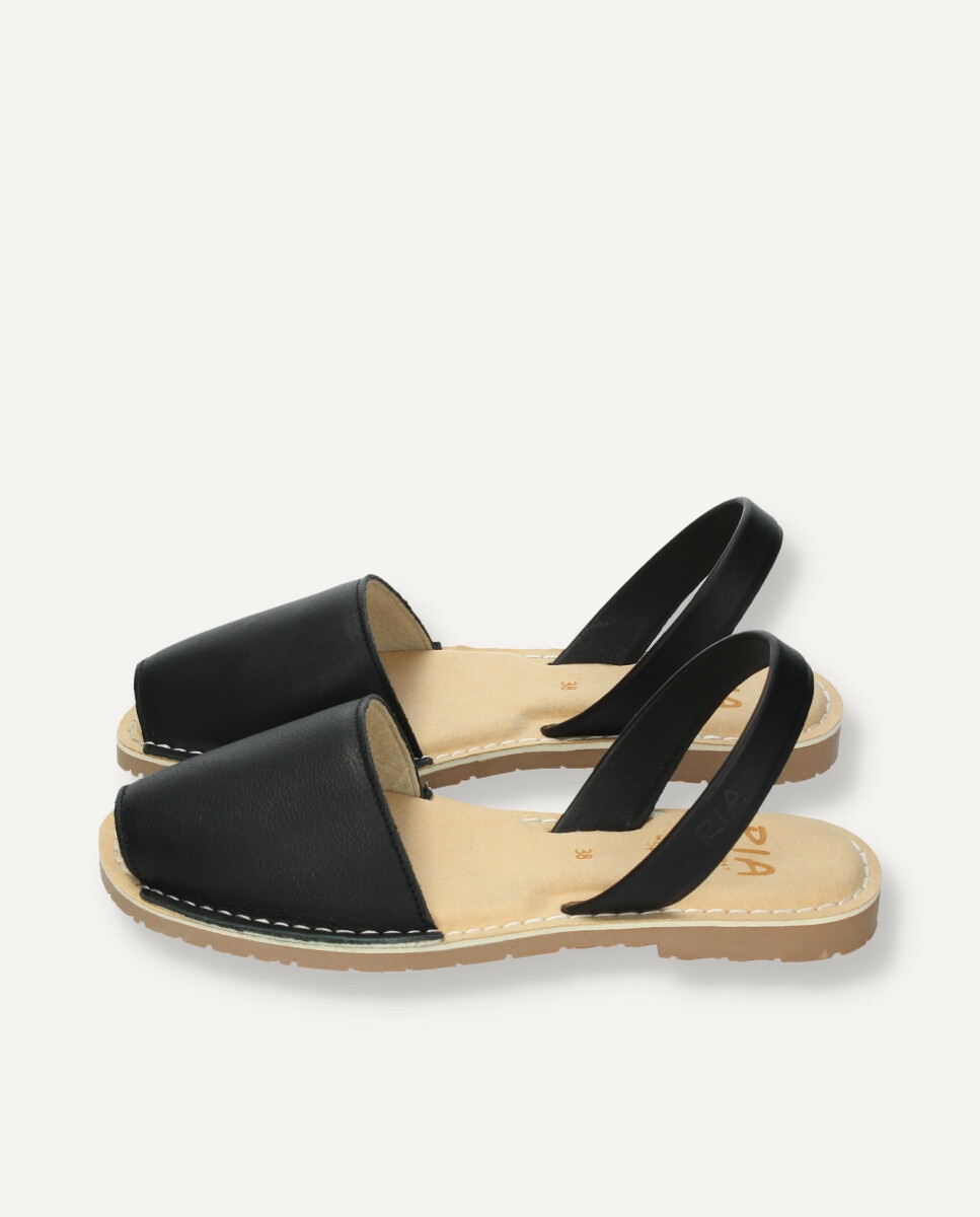Menorquinas de mujer anatómicas de piel con plantilla - Ria Menorca - Negro Negro-5