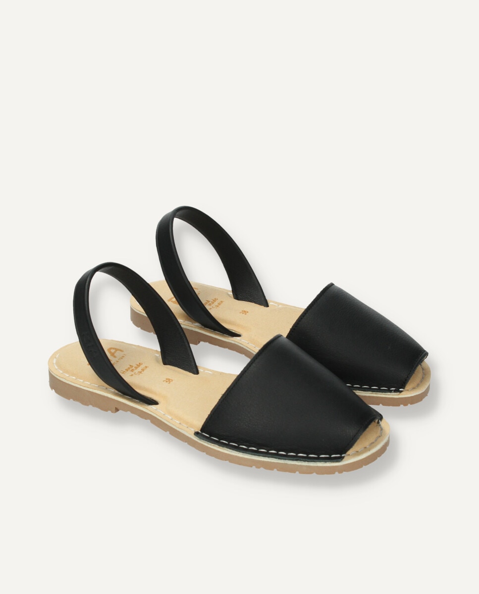 Menorquinas de mujer anatómicas de piel con plantilla - Ria Menorca - Negro Negro-3