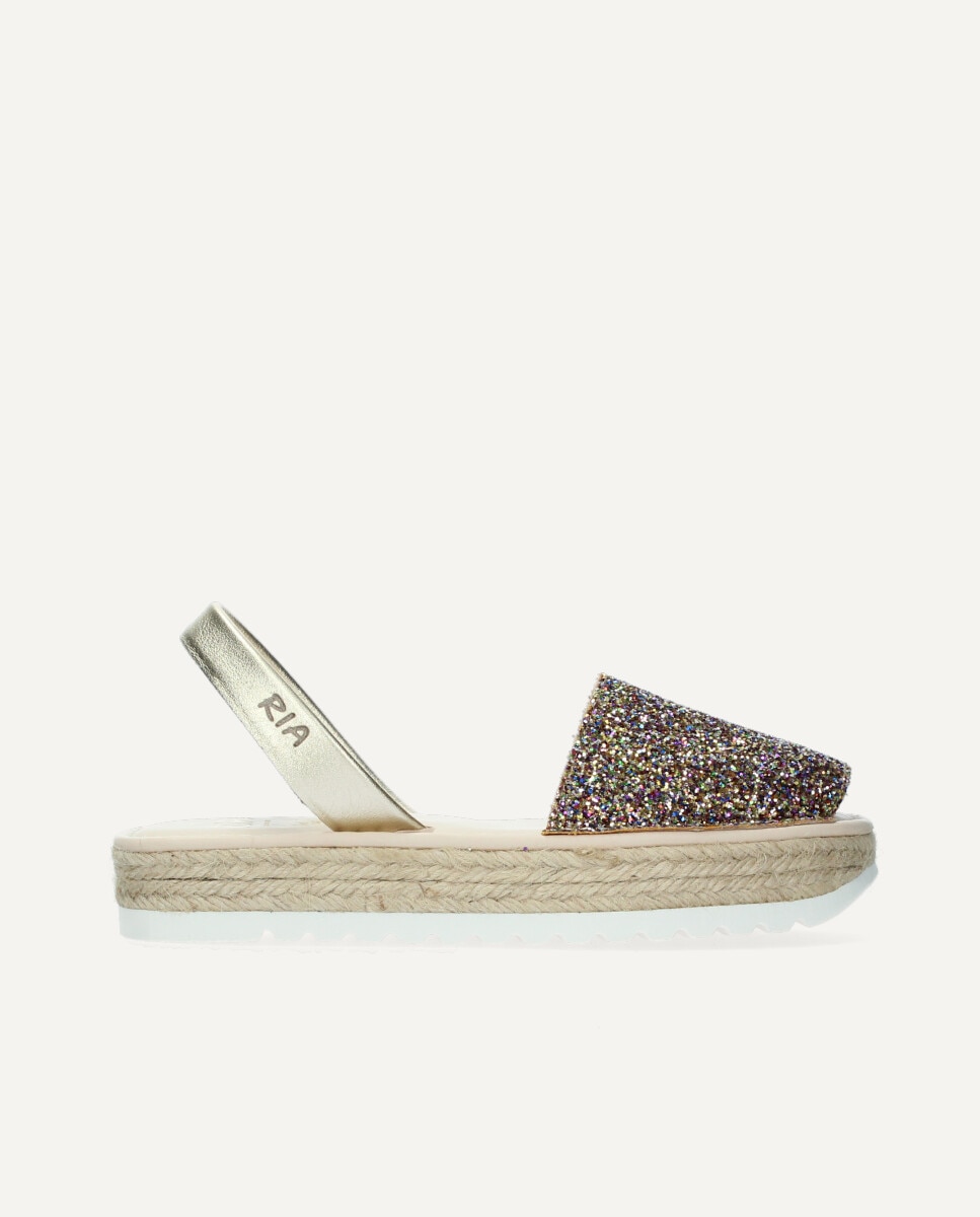 Menorquinas de mujer en glitter con plataforma de yute - Ria Menorca - Multicolor Multicolor-1