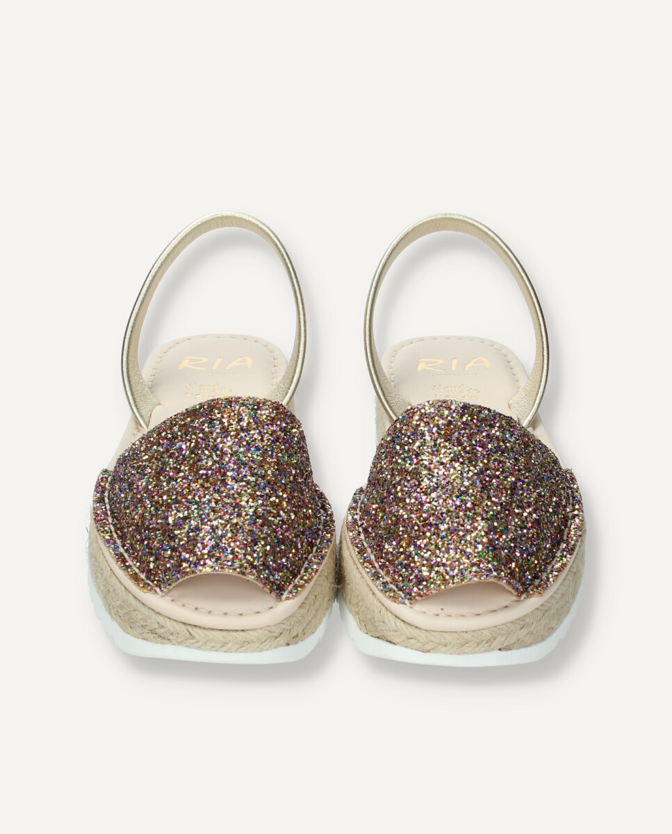 Menorquinas de mujer en glitter con plataforma de yute - Ria Menorca - Multicolor Multicolor-3