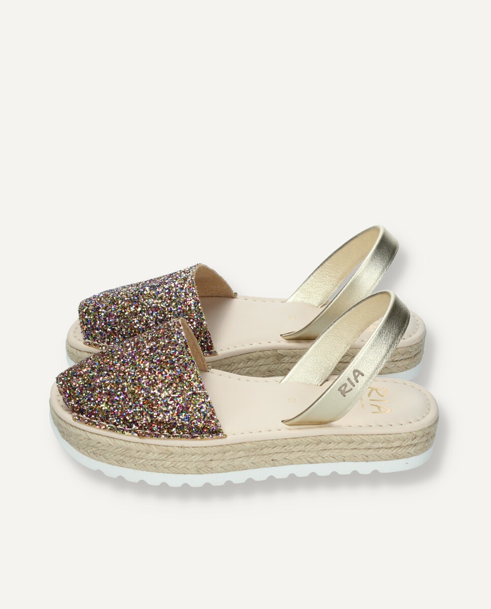 Menorquinas de mujer en glitter con plataforma de yute - Ria Menorca - Multicolor Multicolor-4