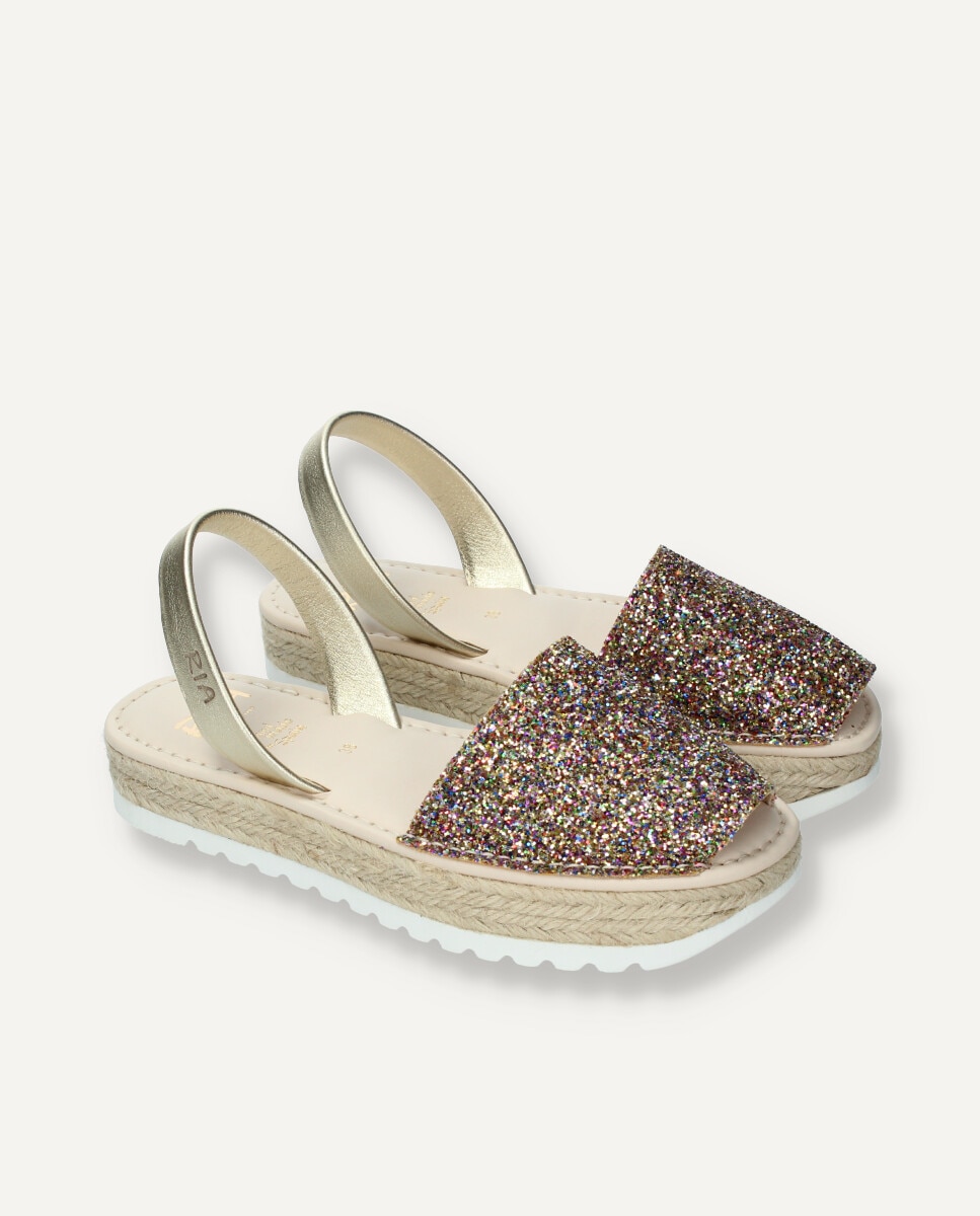 Menorquinas de mujer en glitter con plataforma de yute - Ria Menorca - Multicolor Multicolor-6