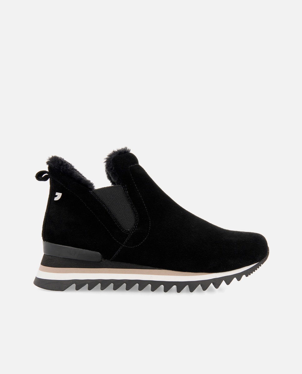Botines básicos de mujer estilo sneaker de serraje - Gioseppo - Negro Negro-1