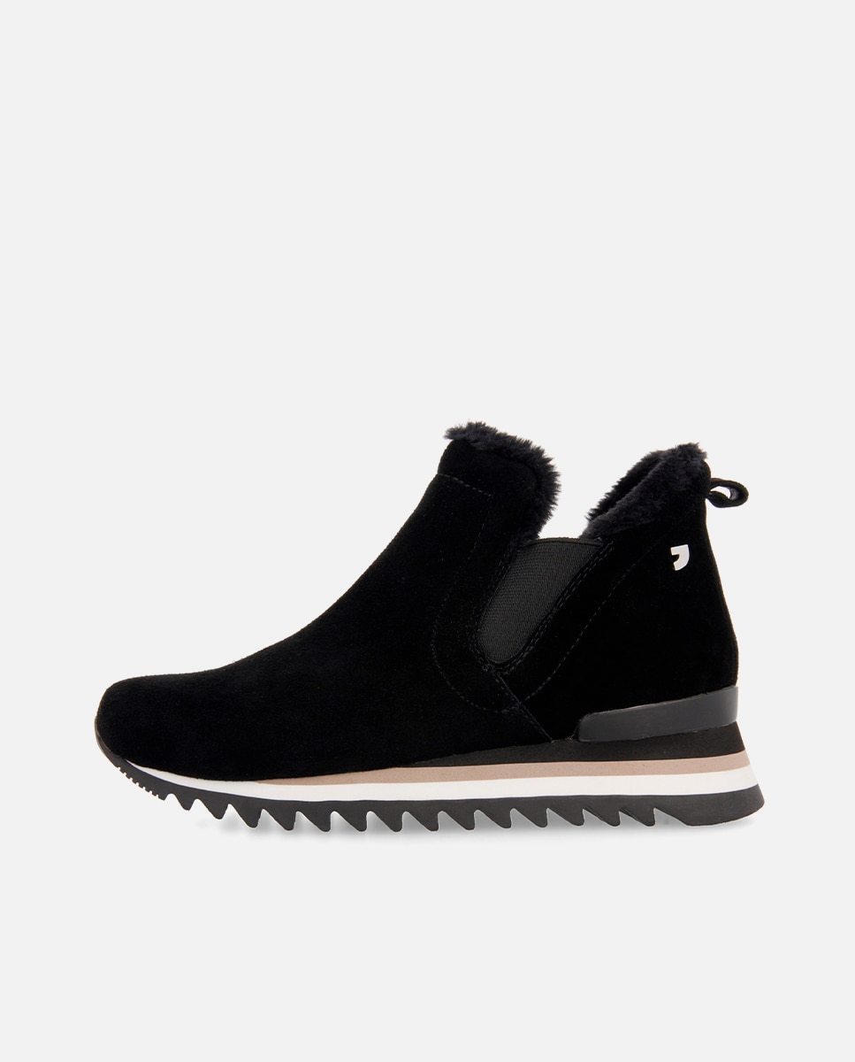 Botines básicos de mujer estilo sneaker de serraje - Gioseppo - Negro Negro-2