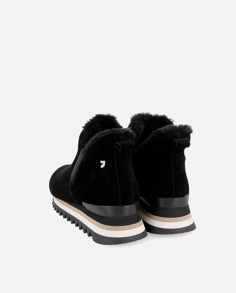 Botines básicos de mujer estilo sneaker de serraje - Gioseppo - Negro Negro-4
