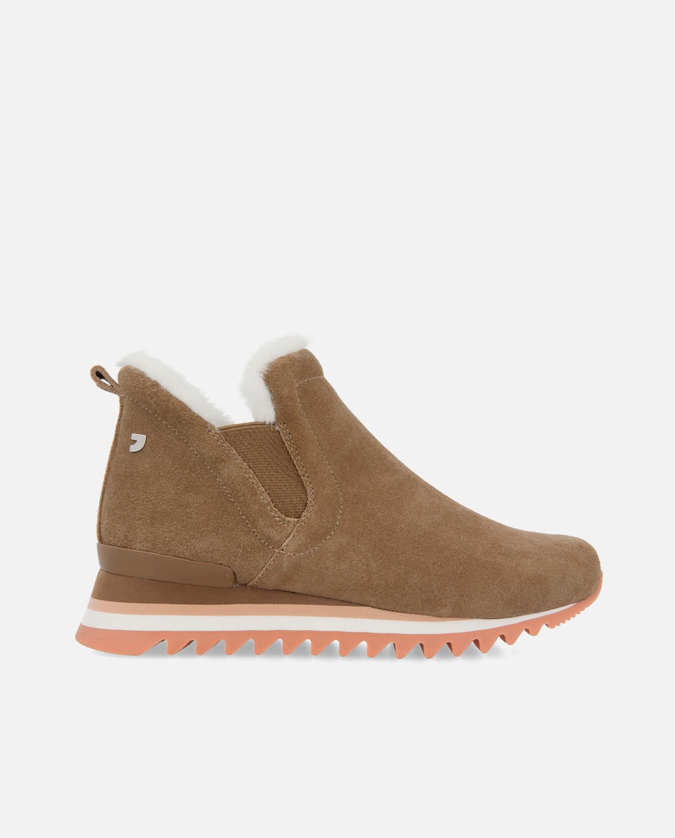 Botines básicos de mujer estilo sneaker de serraje - Gioseppo - Arena Arena-1