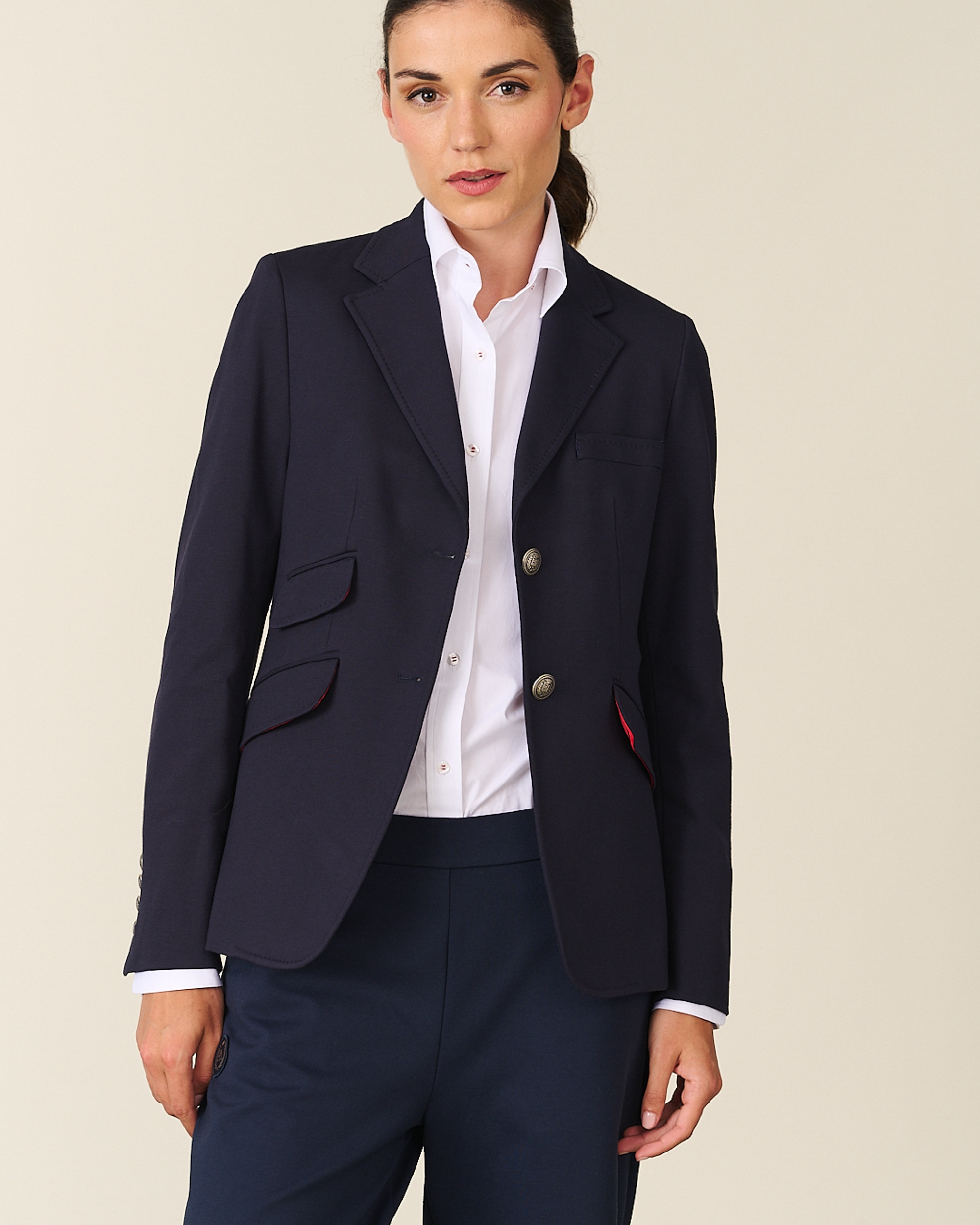 Blazer punto milano de mujer - Henry Arroway - Azul oscuro Azul oscuro-3