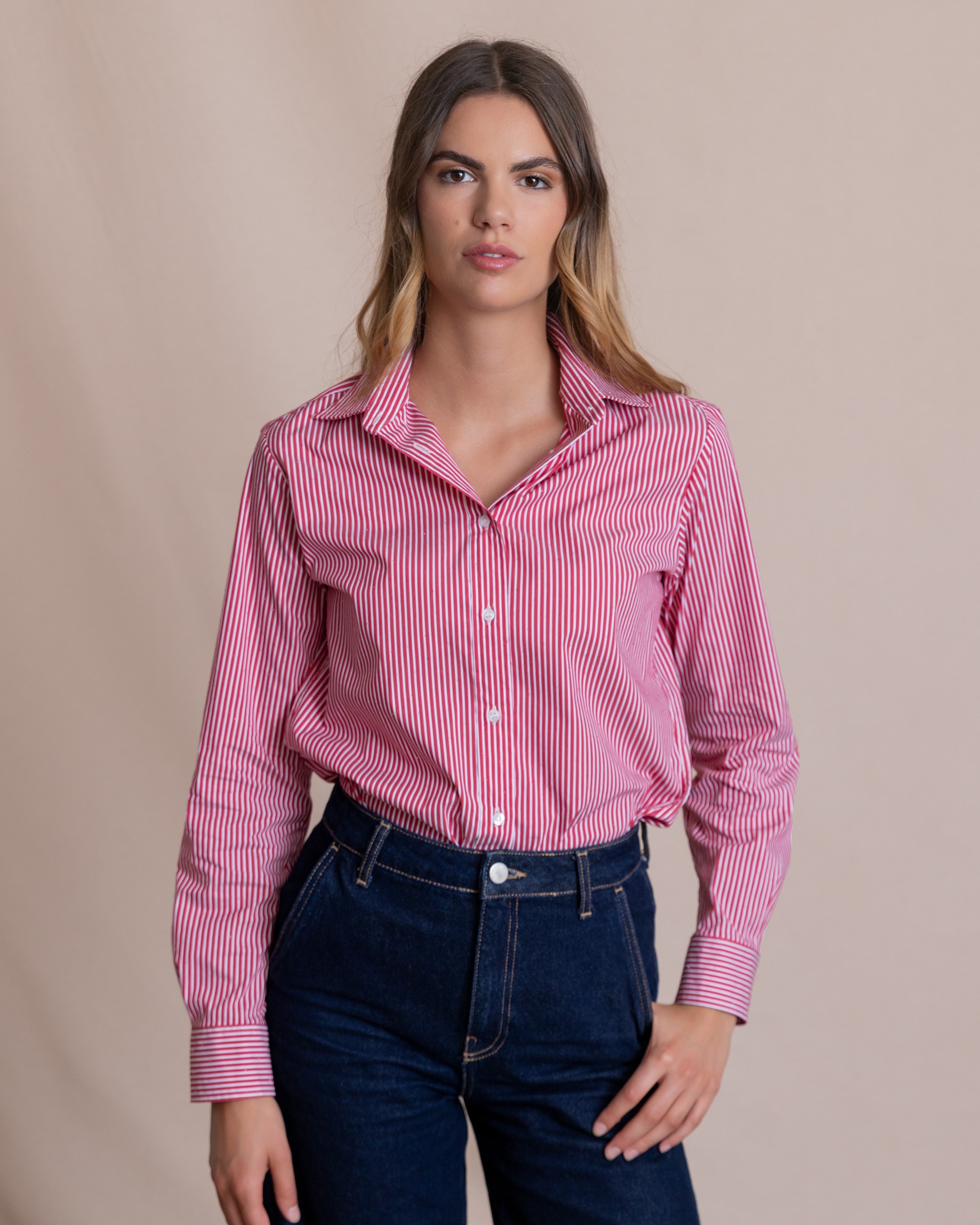 Imagen 0 de Camisa de manga larga mujer Blanco / Rojo