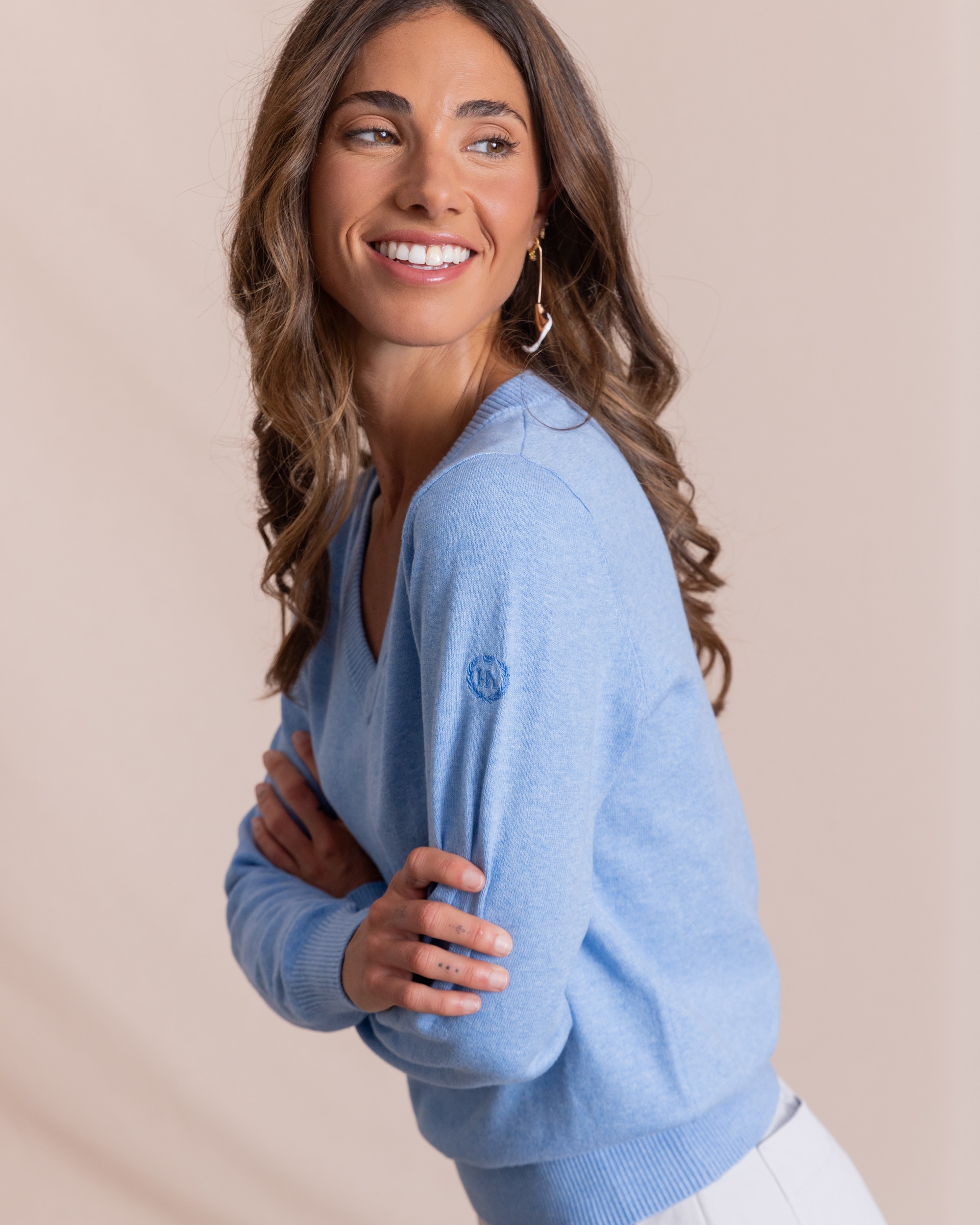 Jersey cuello pico de mujer - Henry Arroway - Azul Cobalto Azul Cobalto-2