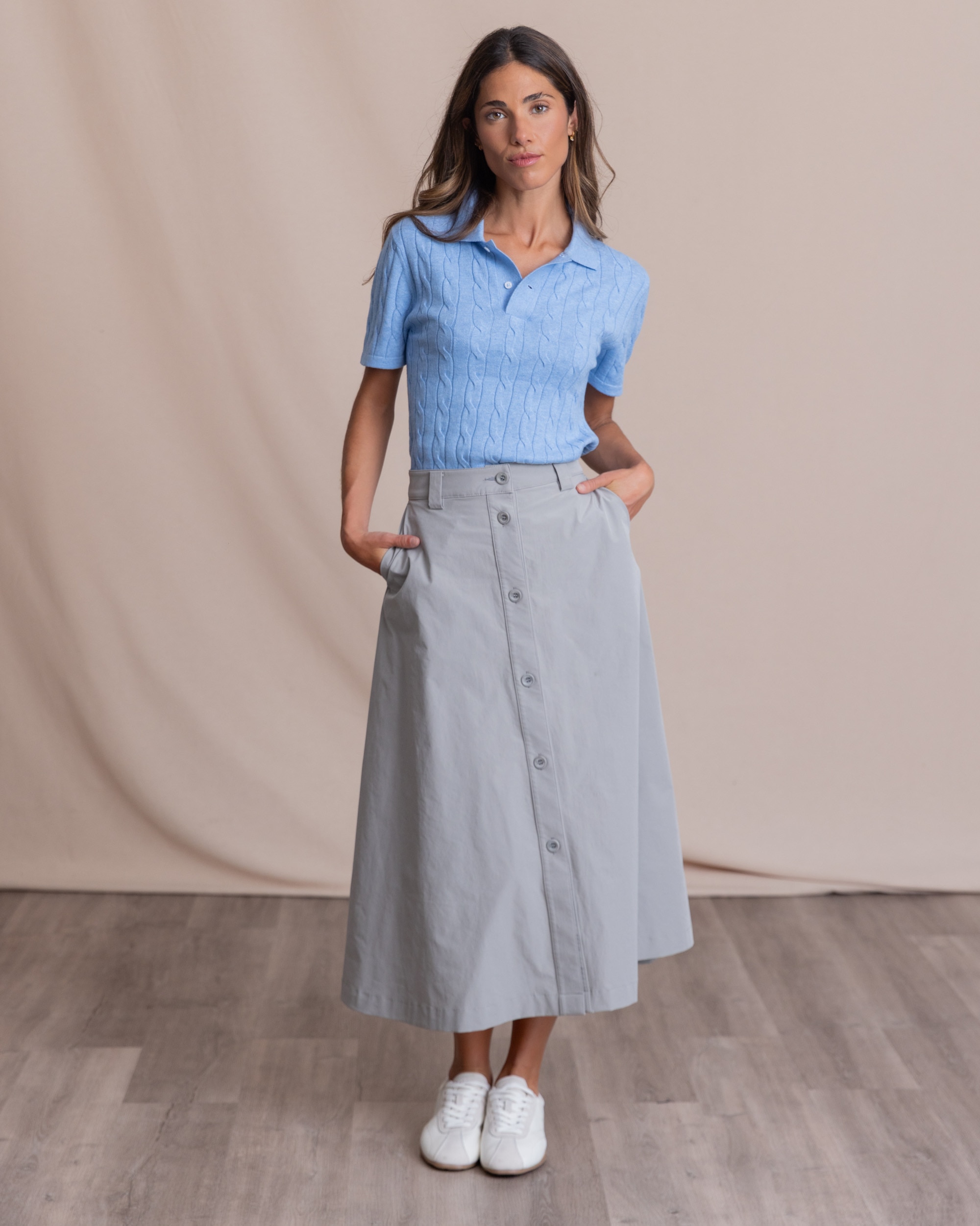 Henry Arroway - Falda midi botones centrales.