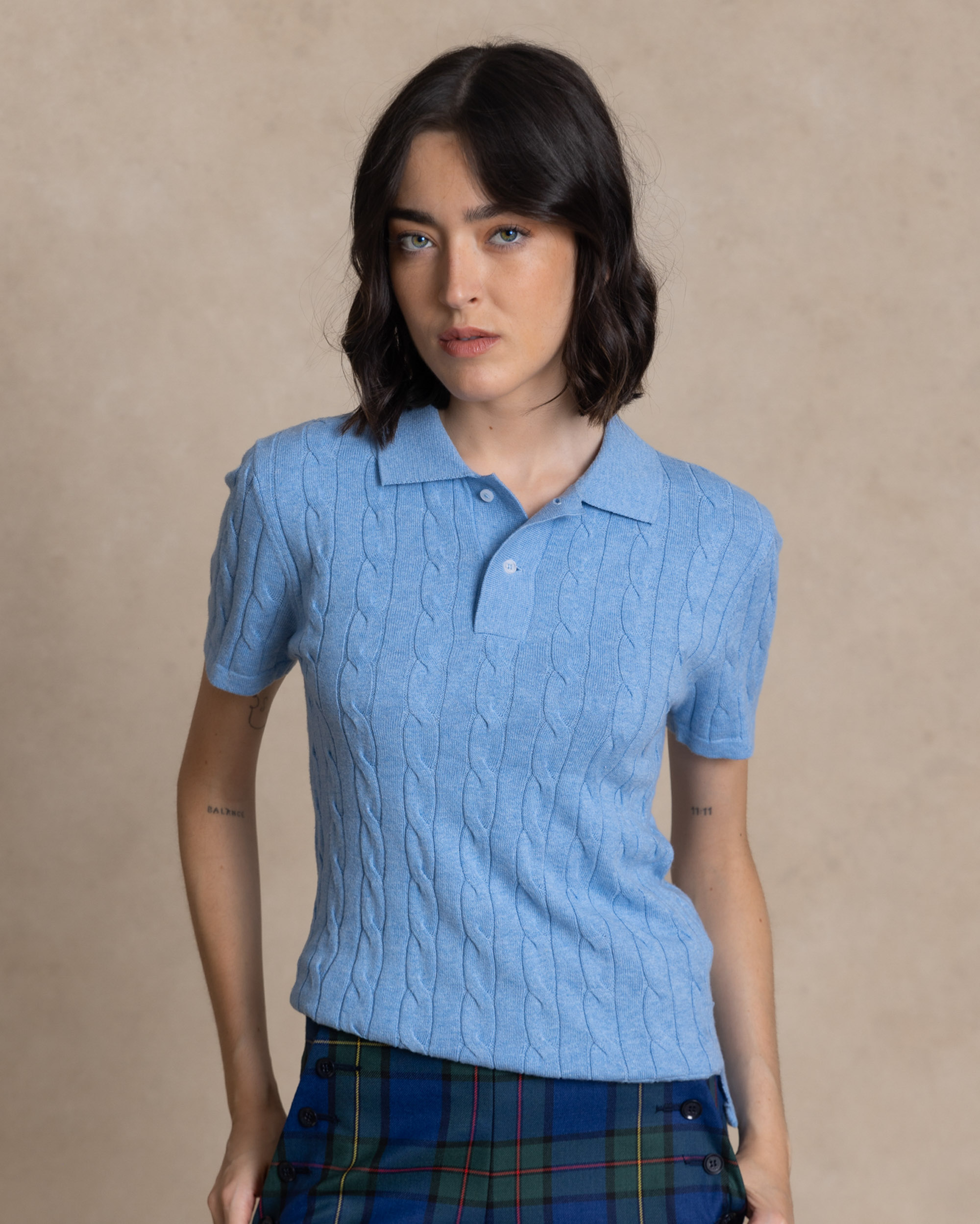 Jersey cuello polo de mujer - Henry Arroway - Azul celeste Azul celeste-1