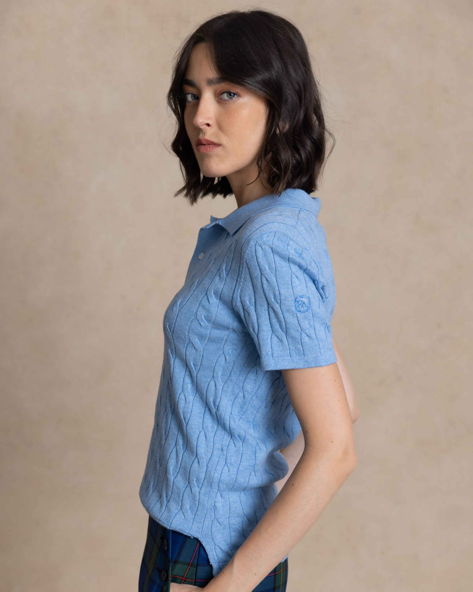 Jersey cuello polo de mujer - Henry Arroway - Azul celeste Azul celeste-4