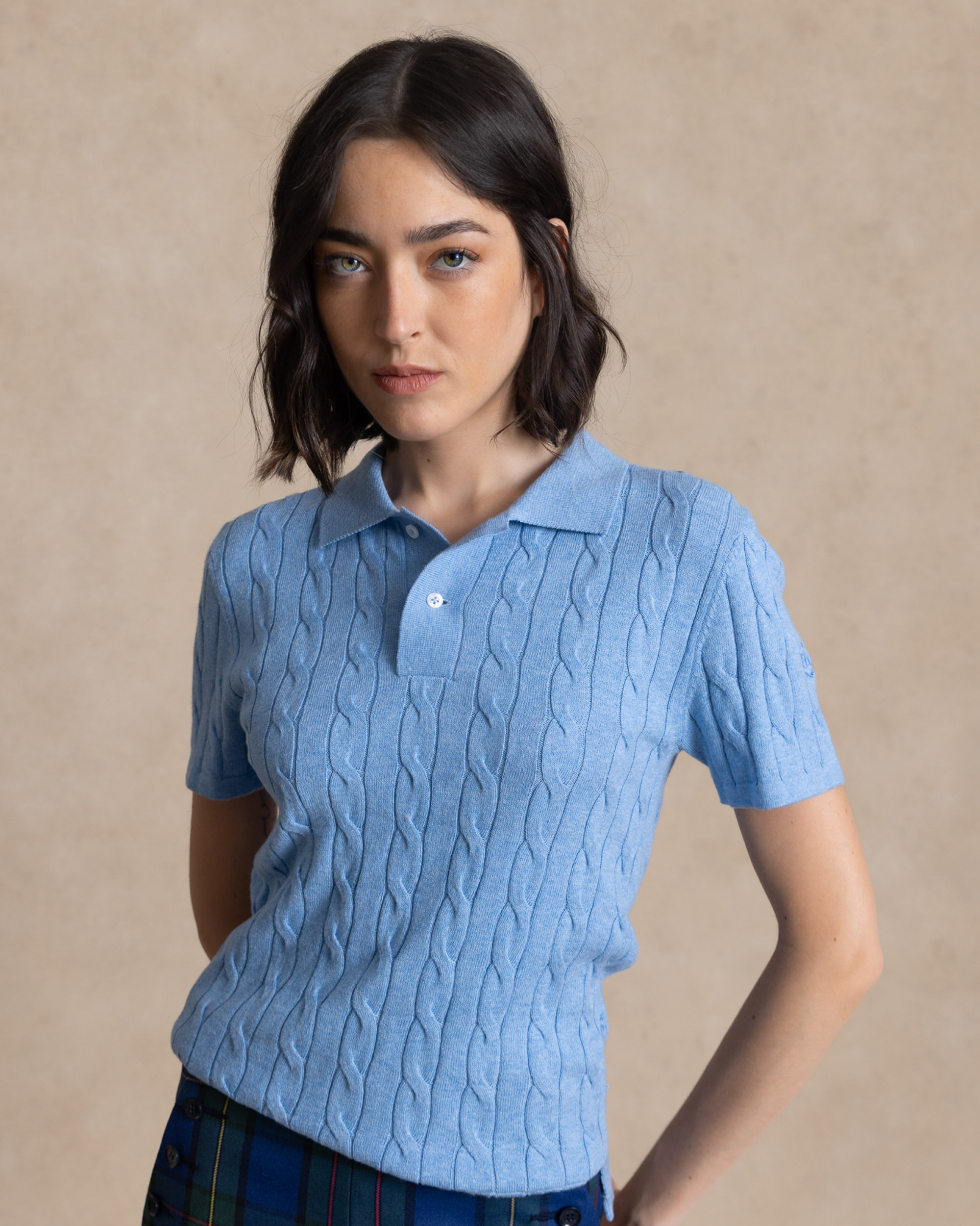 Jersey cuello polo de mujer - Henry Arroway - Azul celeste Azul celeste-5