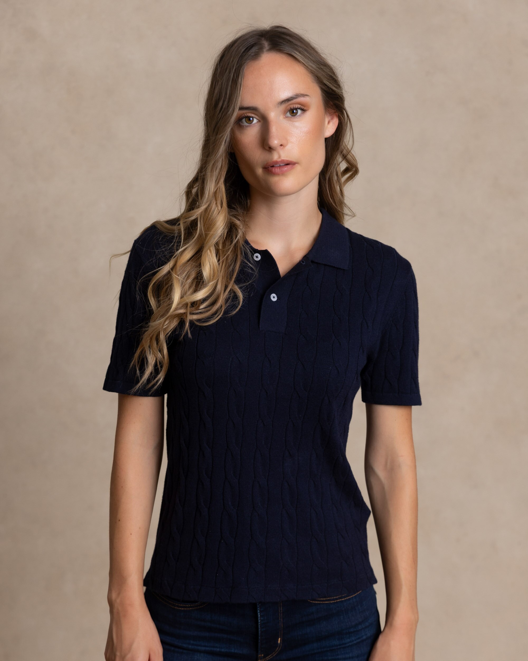 Jersey cuello polo de mujer - Henry Arroway - Azul marino Azul marino-1