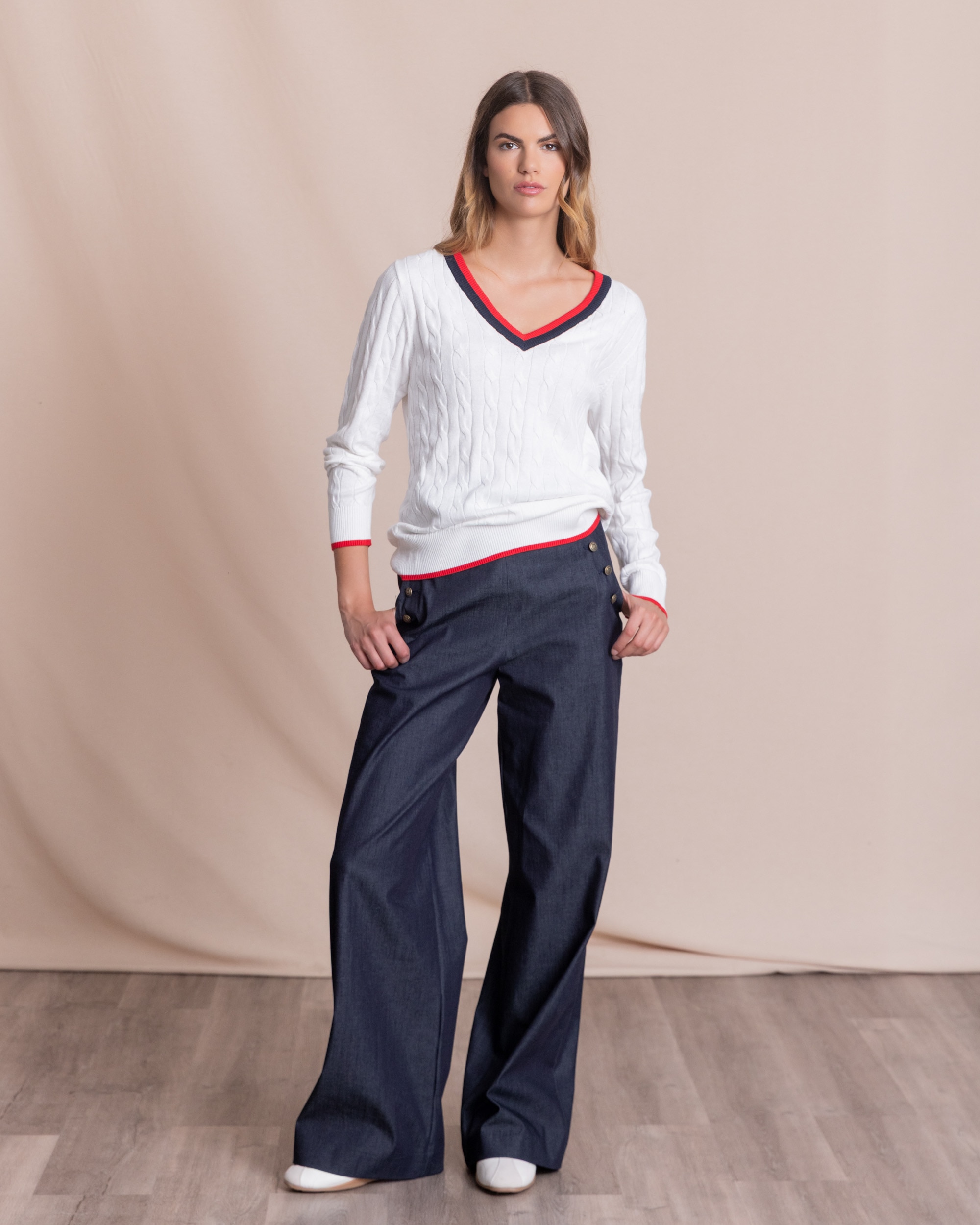 Pantalón wide leg de mujer - Henry Arroway - Azul denim Azul denim-2