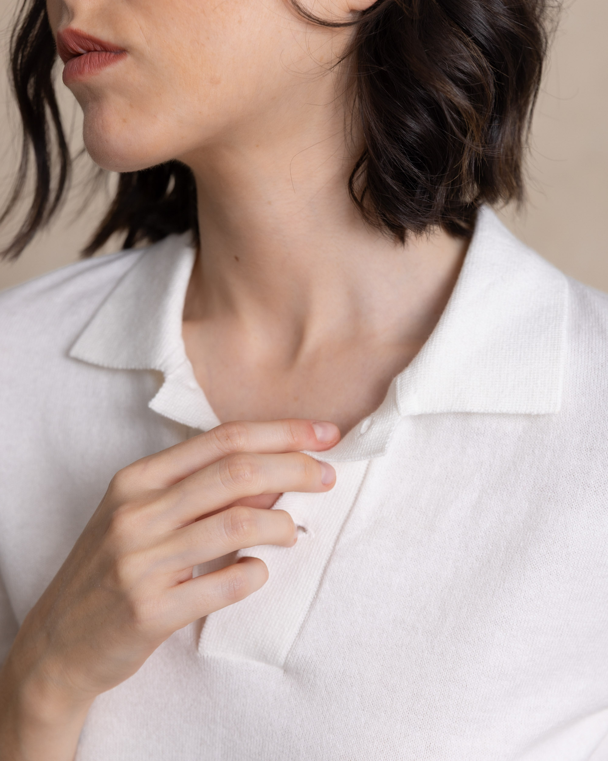 Jersey cuello polo de mujer - Henry Arroway - Blanco Blanco-3