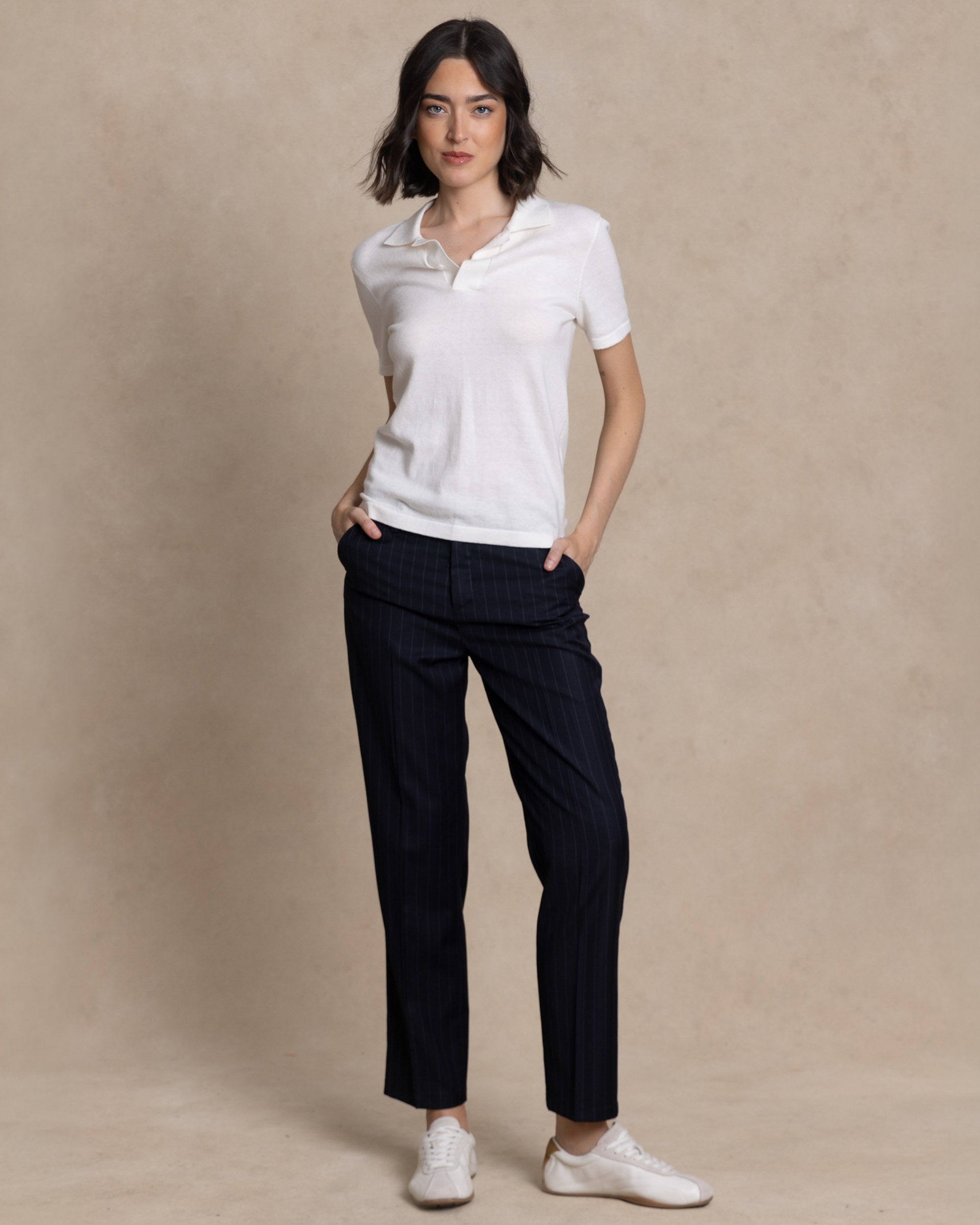 Jersey cuello polo de mujer - Henry Arroway - Blanco Blanco-4