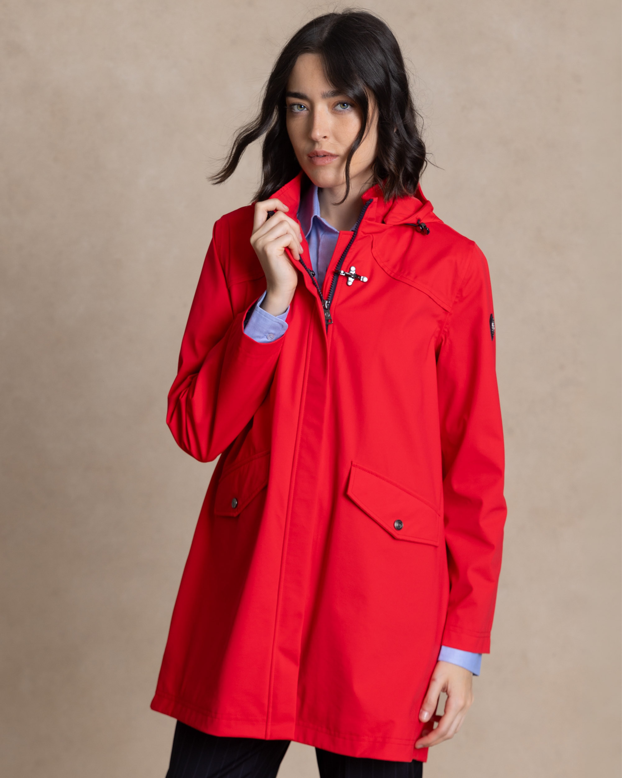 Parka de mujer en nylon con membrana - Henry Arroway - Rojo Rojo-1
