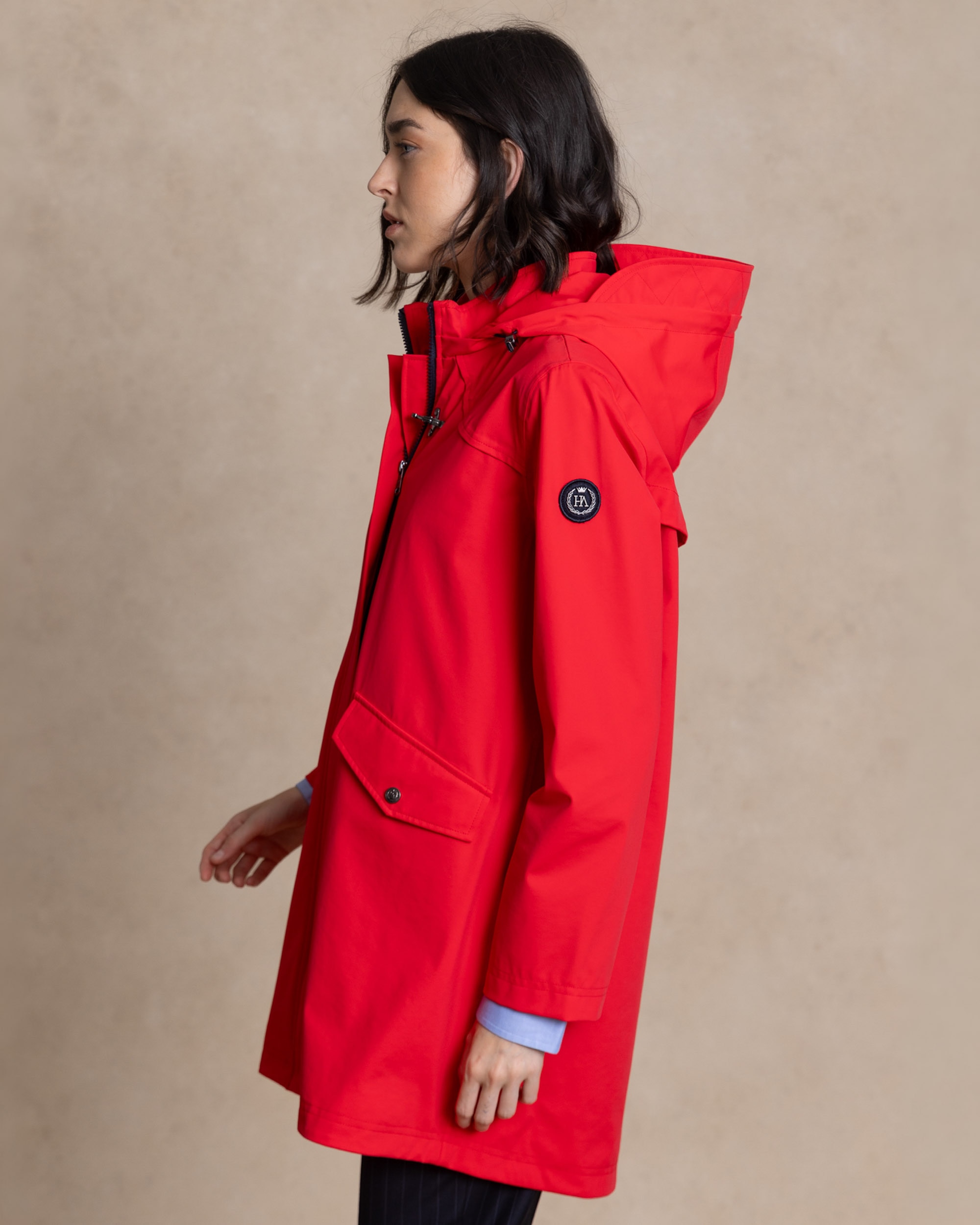 Parka de mujer en nylon con membrana - Henry Arroway - Rojo Rojo-3