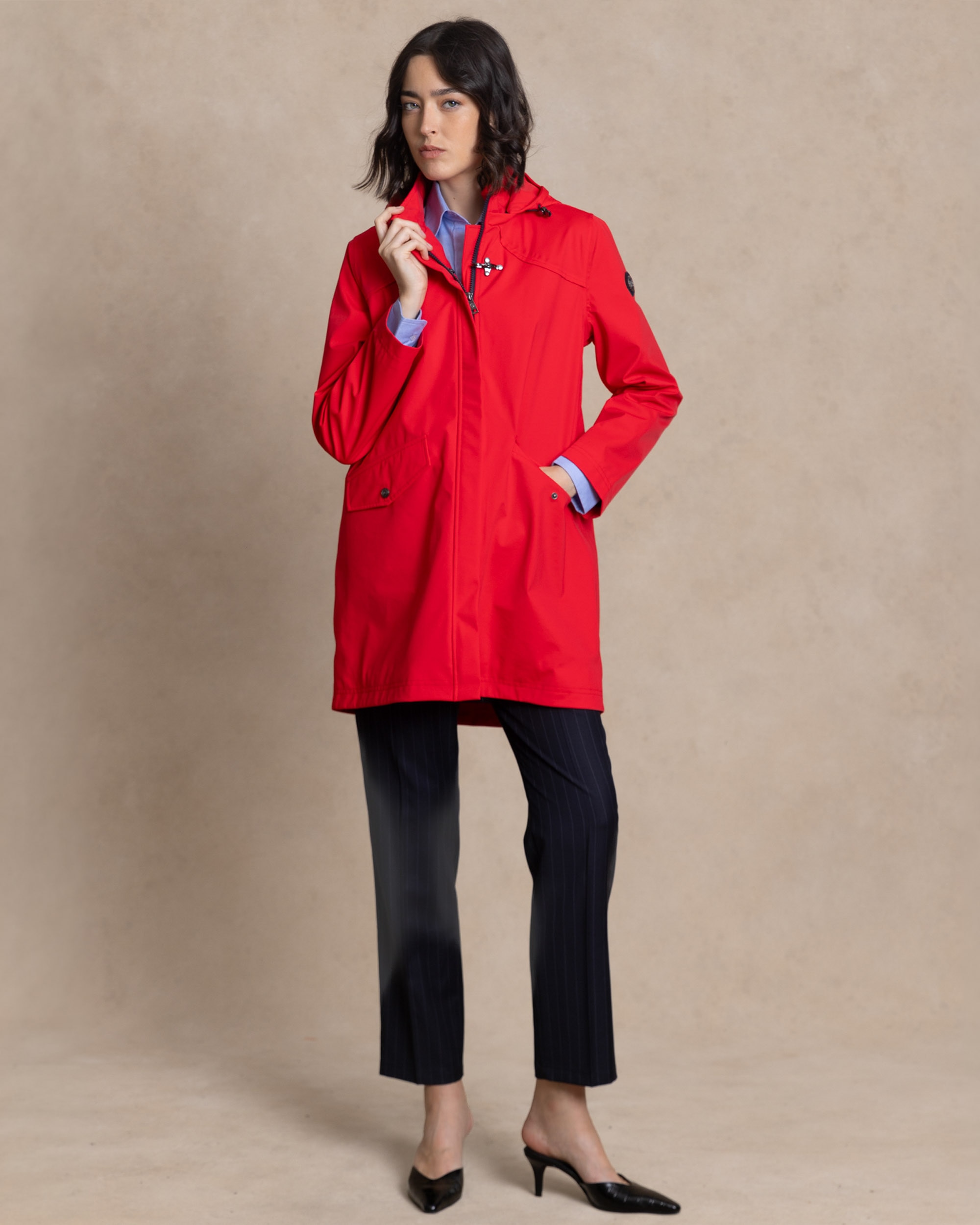 Parka de mujer en nylon con membrana - Henry Arroway - Rojo Rojo-5
