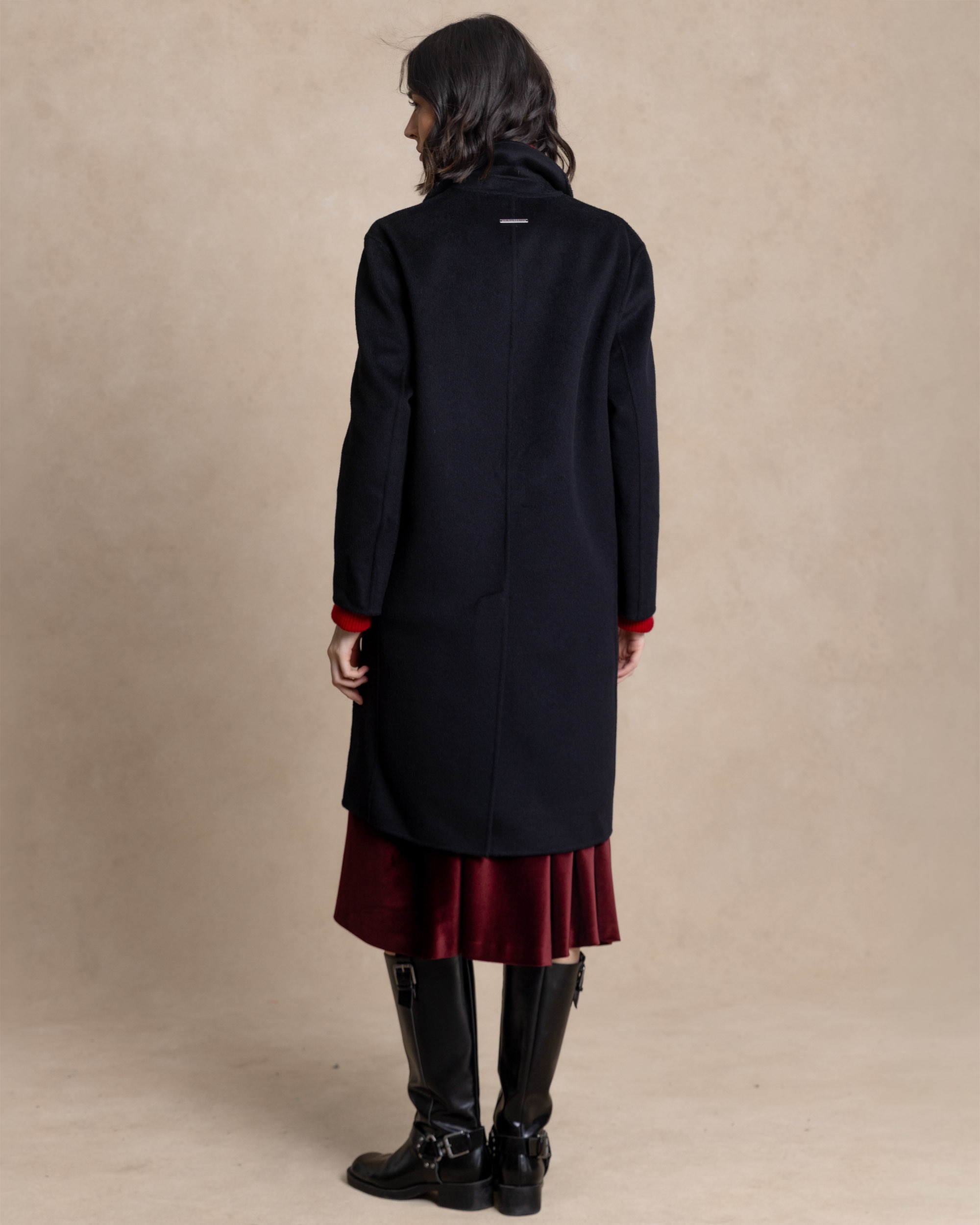 Abrigo largo de mujer de corte oversize - Henry Arroway - Negro Negro-2