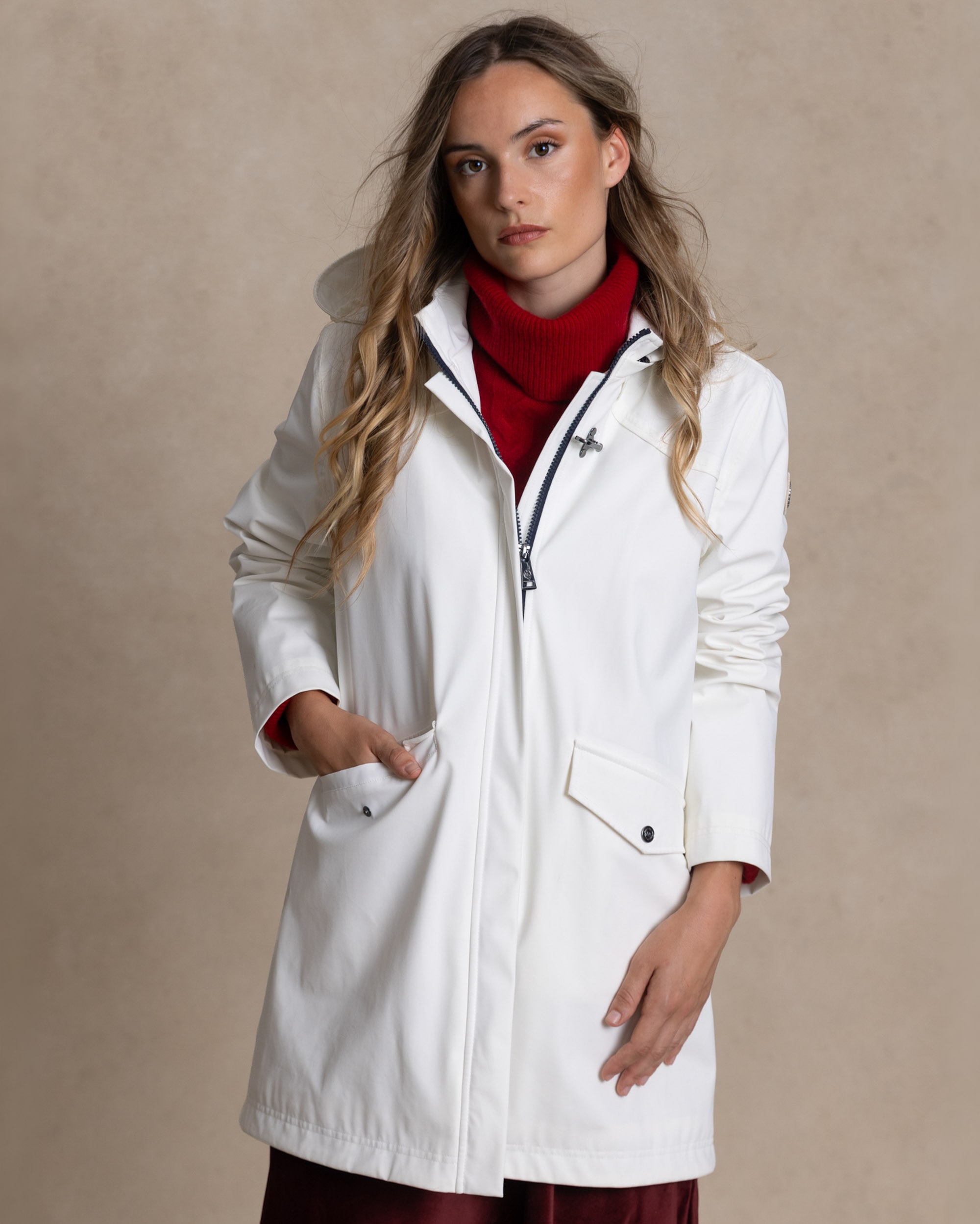 Parka de mujer en nylon con membrana - Henry Arroway - Blanco Blanco-1