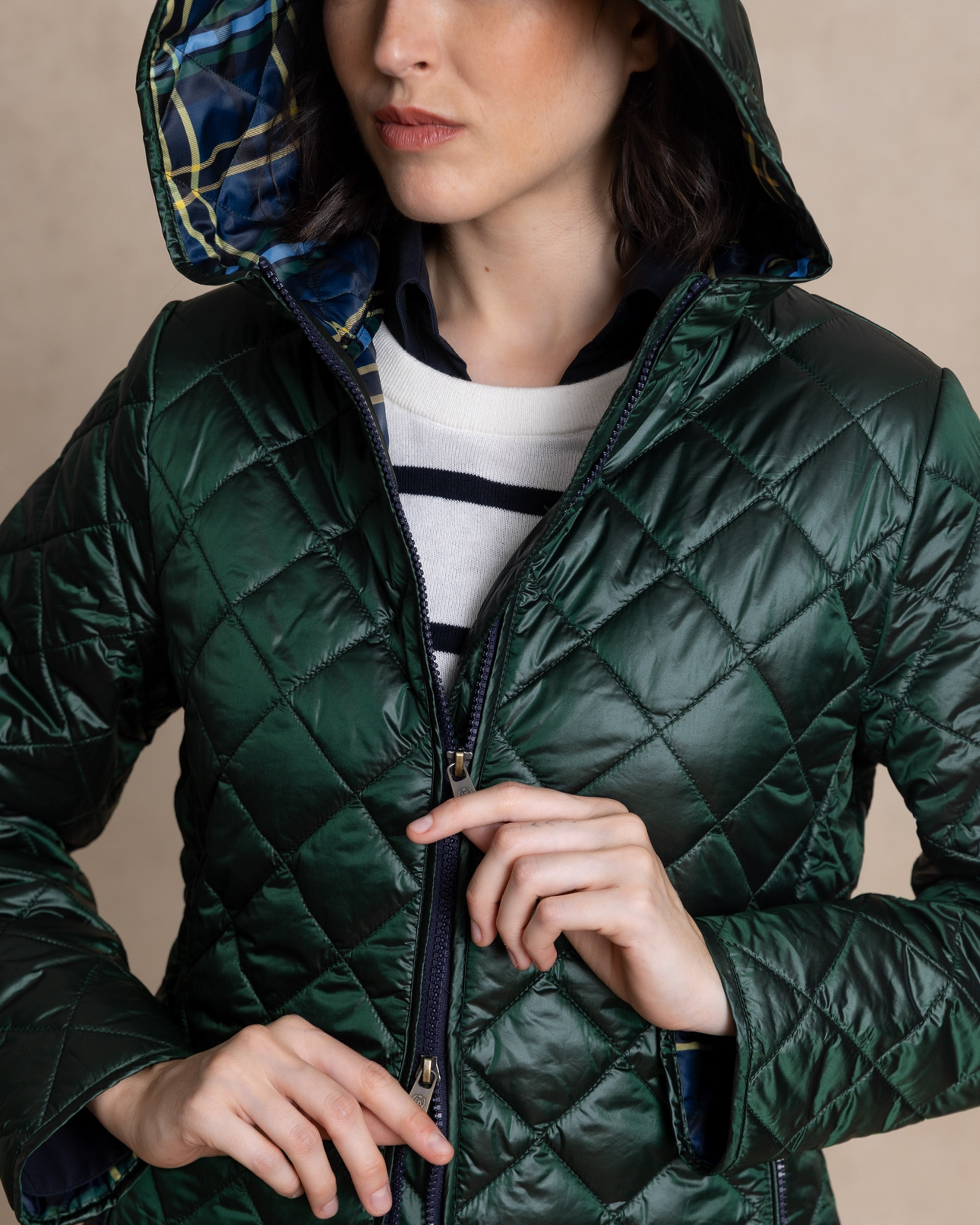 Chaqueta corta de mujer tipo husky - Henry Arroway - Verde oscuro Verde oscuro-3