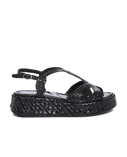 Imagen 0 de Sandalias de plataforma de mujer de piel trenzada