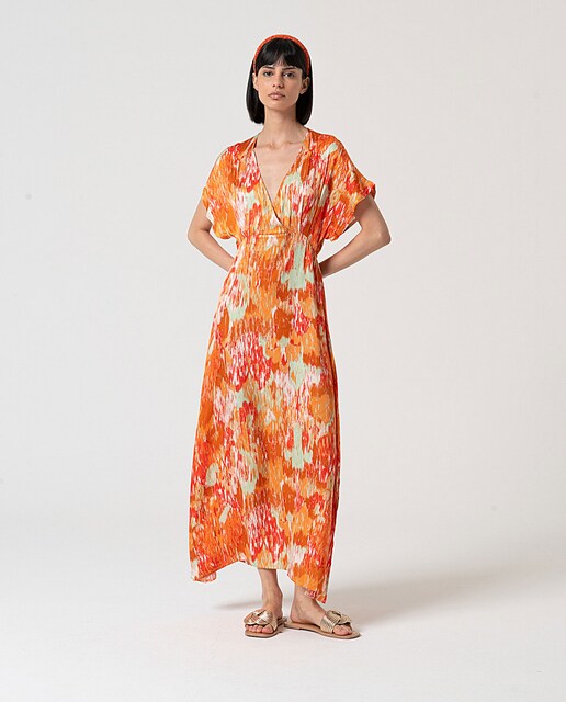 Imagen 0 de Vestido largo satinado estampado