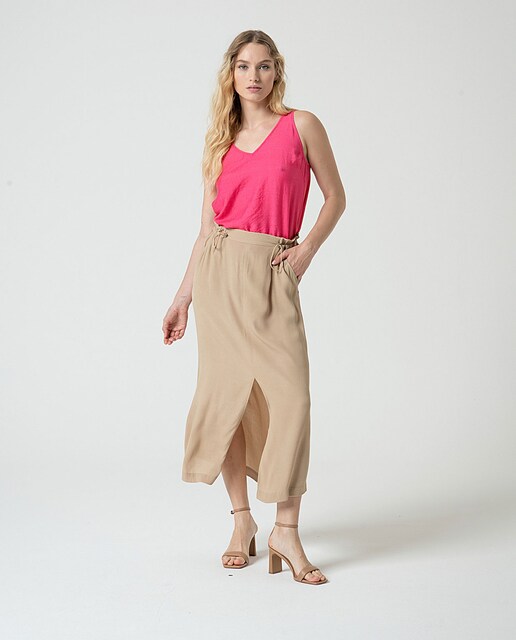 Imagen 0 de Falda midi ajustable en crepe viscosa