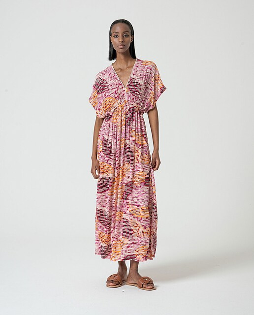 Imagen 0 de Vestido fluido estampado con escote de pico