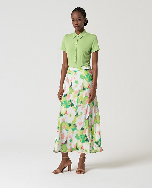 Imagen 0 de Falda midi satinada estampada