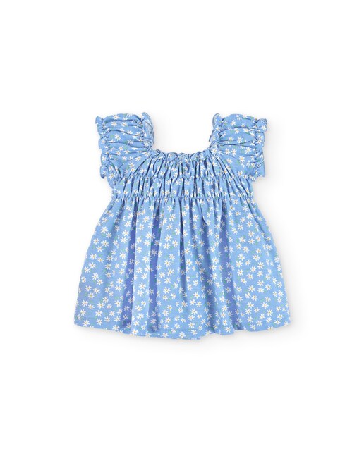 Imagen 0 de Blusa de niña azul con estampado floral