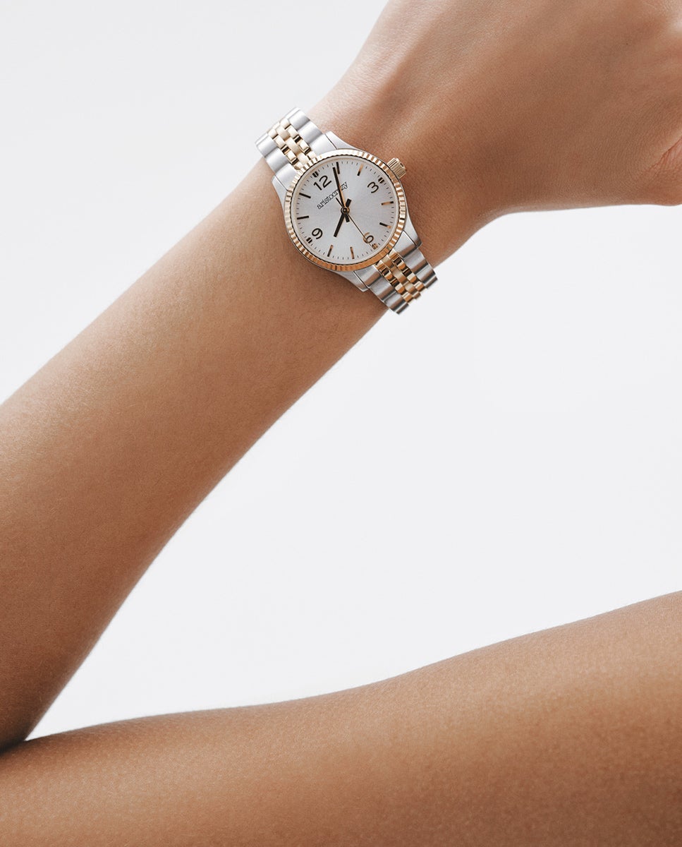 Reloj St. Barth Armis con correa de acero bicolor y esfera plateada - Aristocrazy - Oro Oro-2