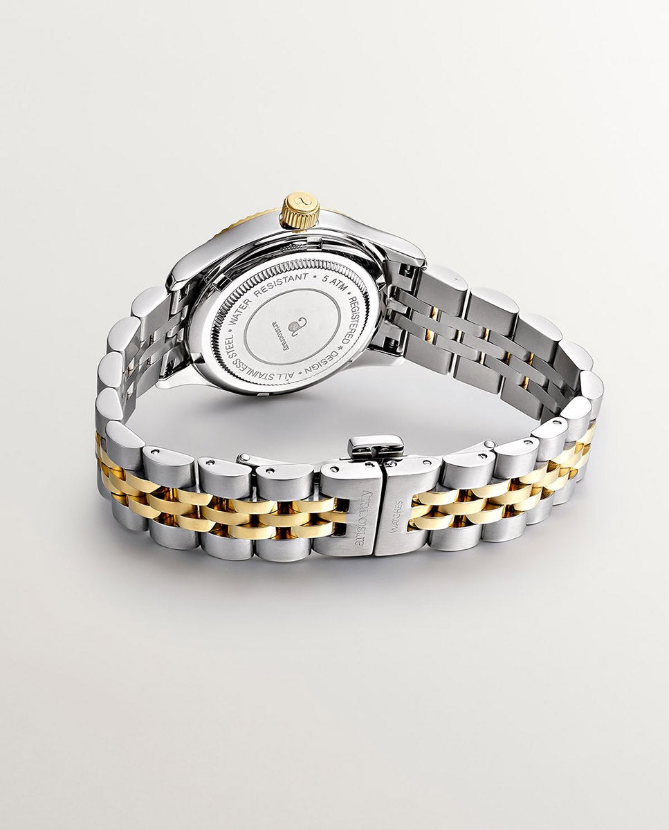 Reloj St. Barth Armis con correa de acero bicolor y esfera plateada - Aristocrazy - Oro Oro-3