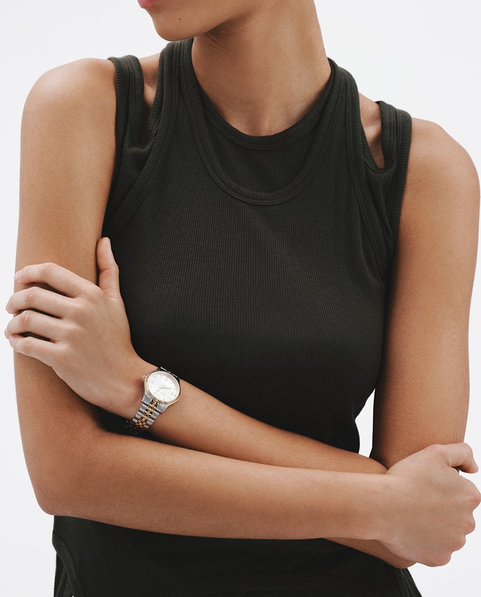 Reloj St. Barth Armis con correa de acero bicolor y esfera plateada - Aristocrazy - Oro Oro-4