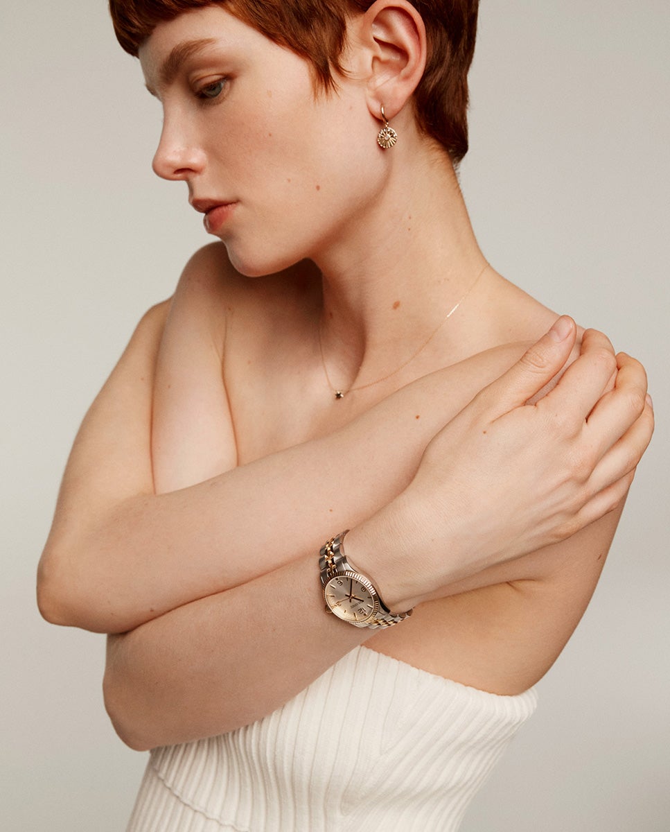Reloj St. Barth Armis con correa de acero bicolor y esfera plateada - Aristocrazy - Oro Oro-6