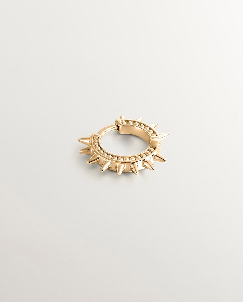 Pendiente de aro individual de amarillo de 9k con pinchos y esferas - Aristocrazy - Oro Oro-3