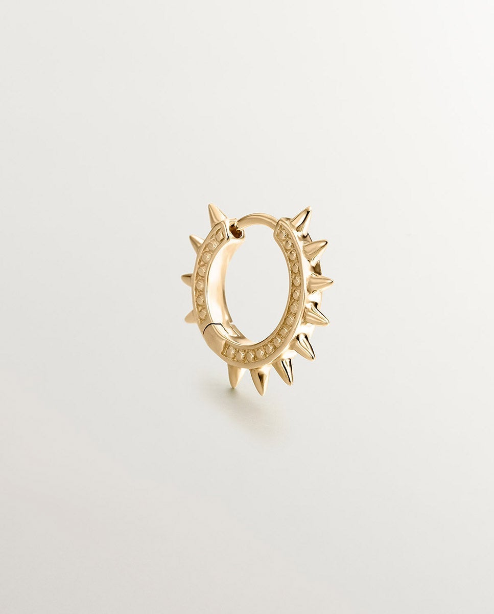 Pendiente de aro individual de amarillo de 9k con pinchos y esferas - Aristocrazy - Oro Oro-5